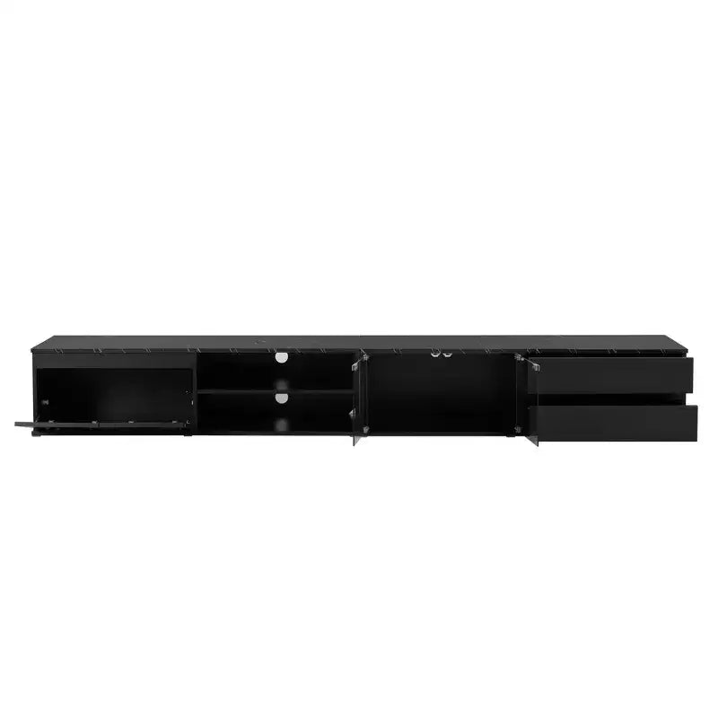 Modern App-Controlled LED TV Stand for TVs Up to 105" with Tempered Glass Doors