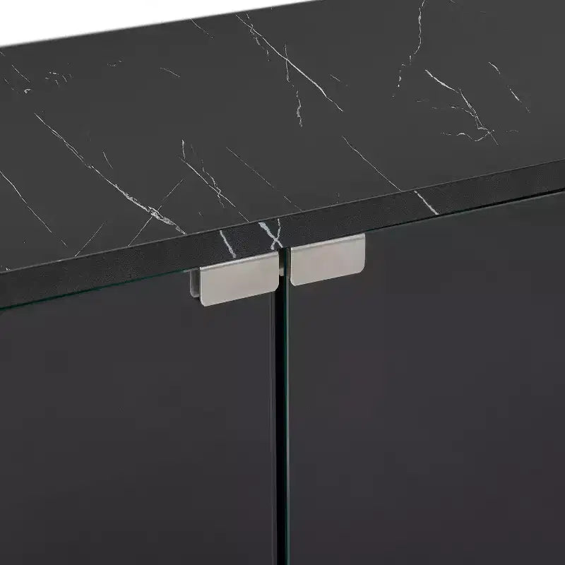 Modern App-Controlled LED TV Stand for TVs Up to 105" with Tempered Glass Doors
