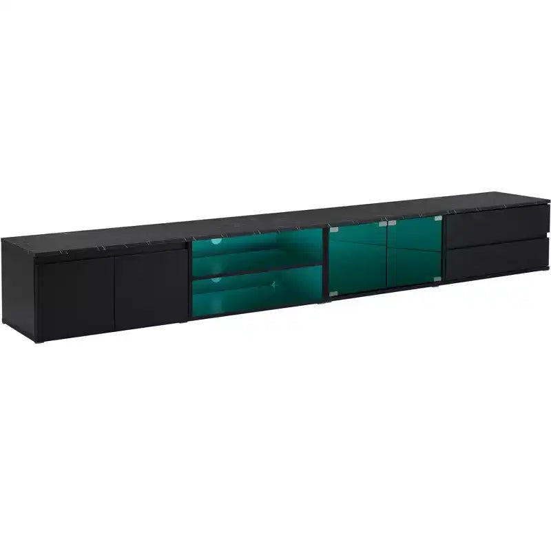 Modern App-Controlled LED TV Stand for TVs Up to 105" with Tempered Glass Doors
