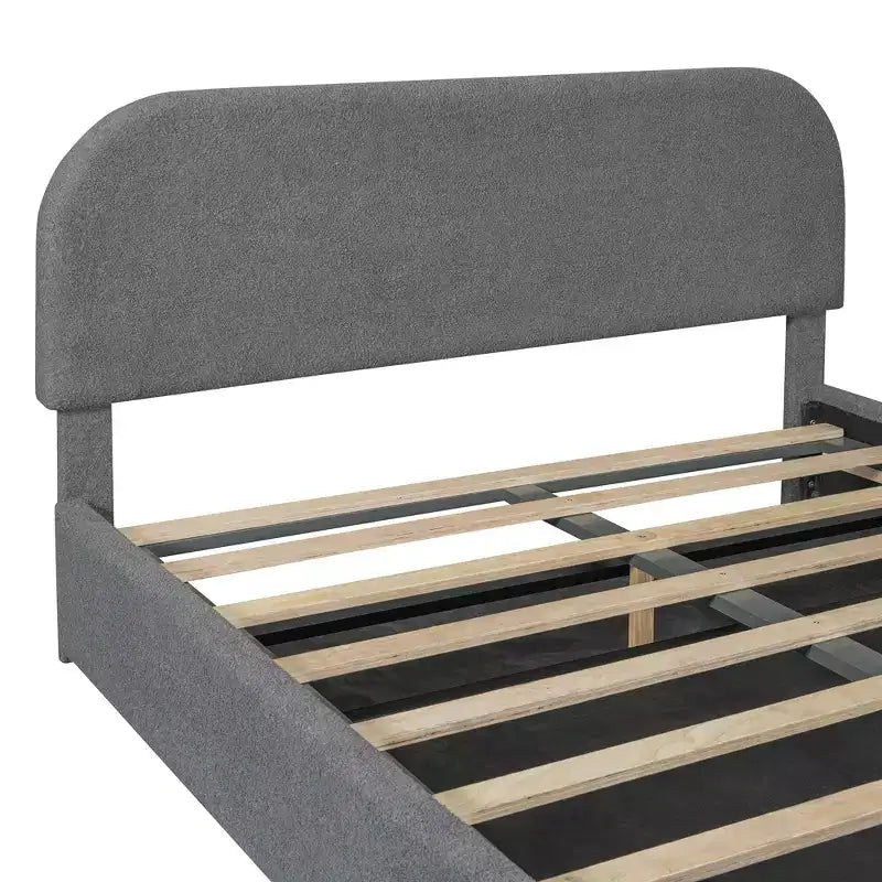 Full/Queen Size Teddy Fleece Upholstered Platform Bed with Hydraulic Storage System
