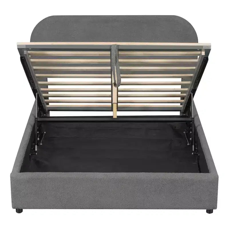 Full/Queen Size Teddy Fleece Upholstered Platform Bed with Hydraulic Storage System
