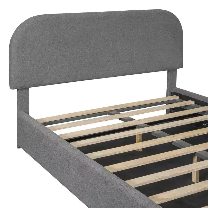 Full/Queen Size Teddy Fleece Upholstered Platform Bed with Hydraulic Storage System