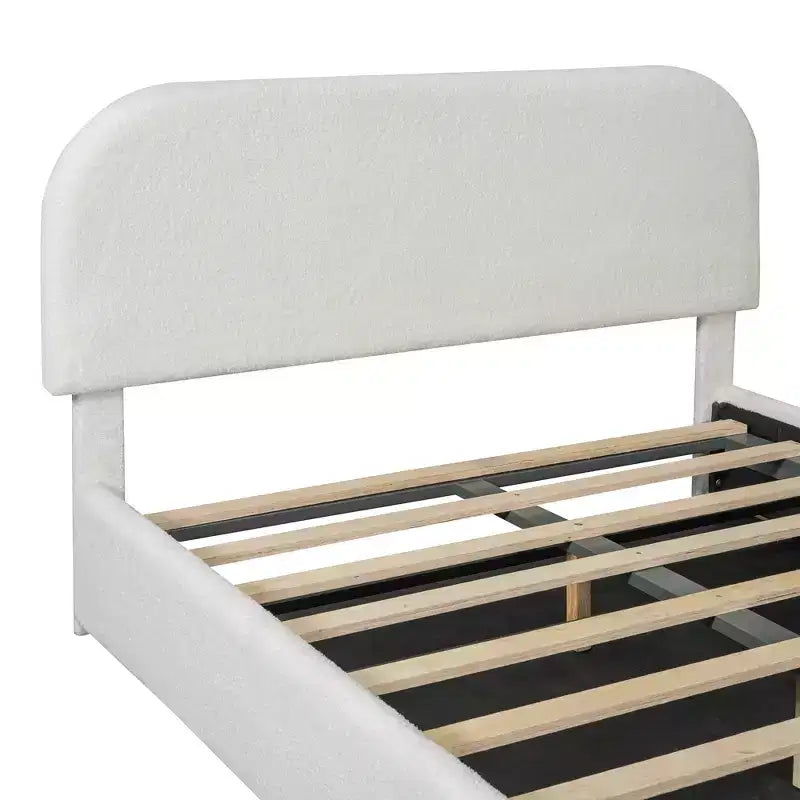 Full/Queen Size Teddy Fleece Upholstered Platform Bed with Hydraulic Storage System