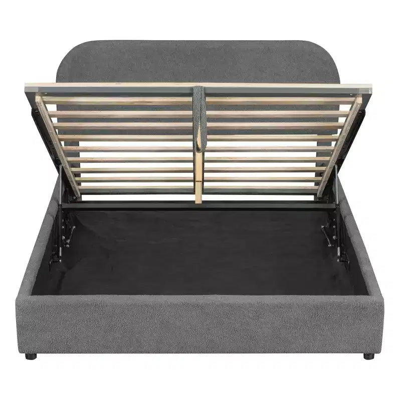 Full/Queen Size Teddy Fleece Upholstered Platform Bed with Hydraulic Storage System