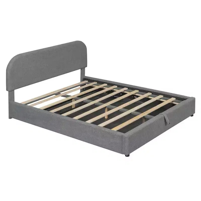 Full/Queen Size Teddy Fleece Upholstered Platform Bed with Hydraulic Storage System