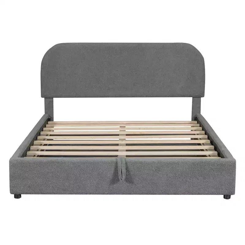 Full/Queen Size Teddy Fleece Upholstered Platform Bed with Hydraulic Storage System